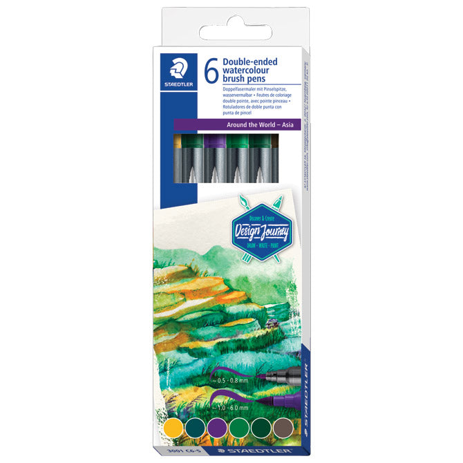 FLOMASTER 6BOJA OBOSTRANI AKVAREL "ASIA" DESIGN JOURNEY STAEDTLER 3001 C6-5 BLISTER