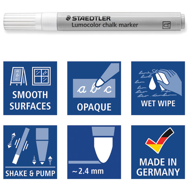 MARKER-KREDA ZA STAKLO 2,4 MM LUMOCOLOR STAEDTLER 344-0 BIJELI