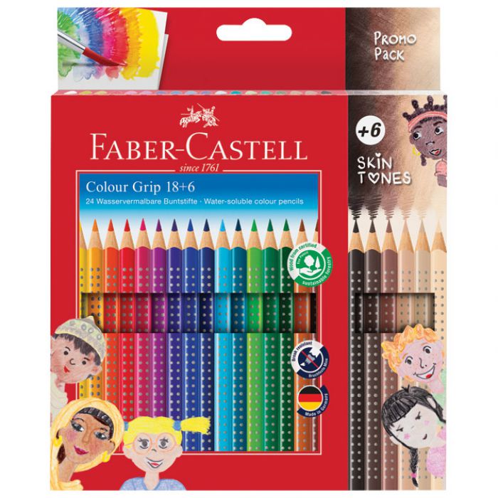 BOJE DRVENE  18BOJA GRIP 2001 PLUS 6BOJA DRVENIH GRIP SKIN TONS FABER CASTELL 112819 BLISTER