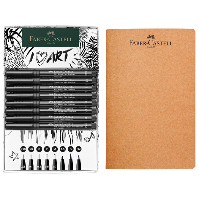 SET PITT ARTIST PEN PLUS SKETCHBOOK PK9 FABER CASTELL 267102