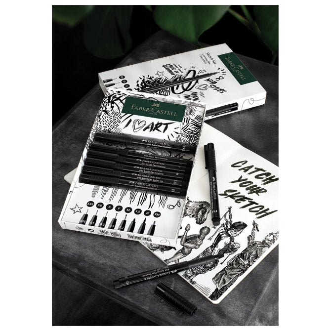 SET PITT ARTIST PEN PLUS SKETCHBOOK PK9 FABER CASTELL 267102