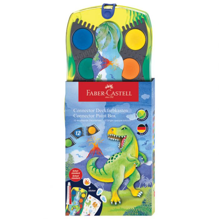 BOJA VODENA FI 24 MM 12 BOJA  PLUS  BIJELA TEMPERA CONNECTOR DINO FABER CASTELL 125036