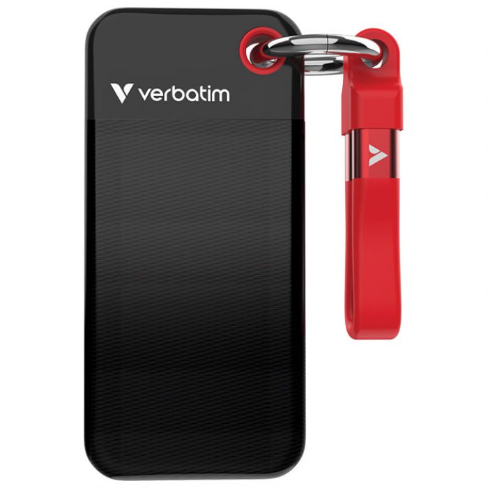 HARD DISK EKSTERNI DŽEPNI  SSD 1TB 3.2 GEN2 USB-C  VERBATIM 32192 BLISTER CRNO CRVENI