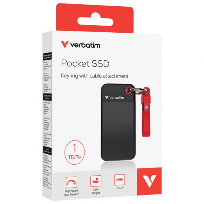 HARD DISK EKSTERNI DŽEPNI  SSD 1TB 3.2 GEN2 USB-C  VERBATIM 32192 BLISTER CRNO CRVENI