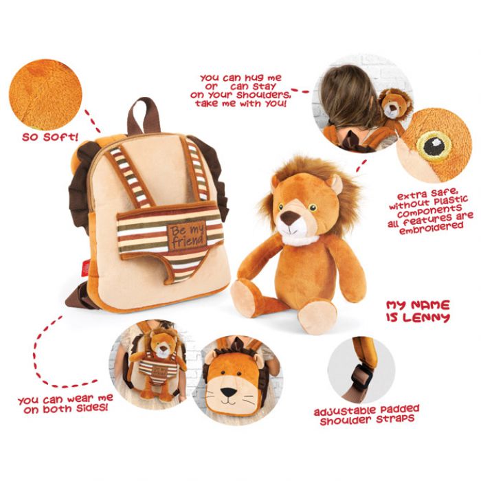 RUKSAK MINI OBOSTRANI S ODVOJIVIM PLIŠANCEM LENNY LION PERLETTI 13075