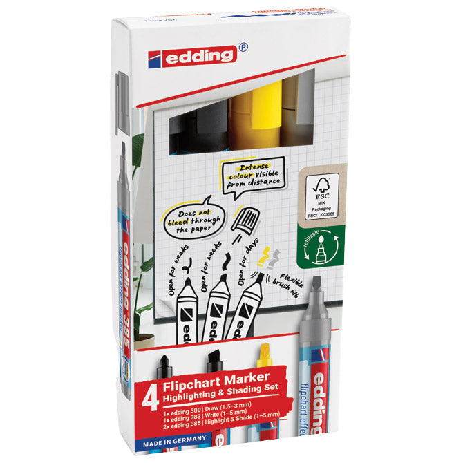 SET MARKER FLIPCHART EFFECT ZA SIGNIRANJE I SJENČANJE PK4 EDDING