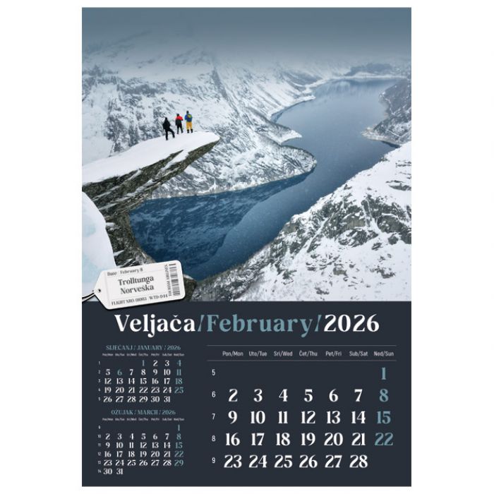 KALENDAR "PUTUJEM EUROPOM 2026" 13 LISTOVA, SPIRALA