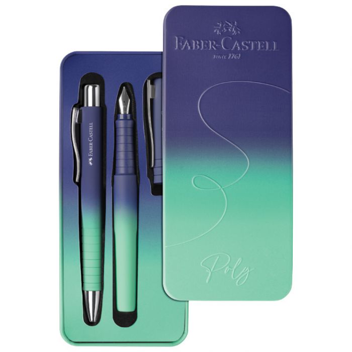 GARNITURA OLOVKA KEMIJSKA PLUS NALIVPERO POLY FLOW U MET.KUT. FABER CASTELL 241055 TIRKIZNO-PLAVA