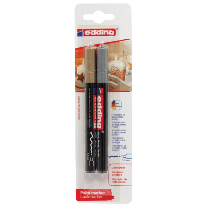 MARKER PERMANENTNI LAKIRAJUĆI 1-2MM EDDING 791 PK2 ZLATNI-SREBRNI