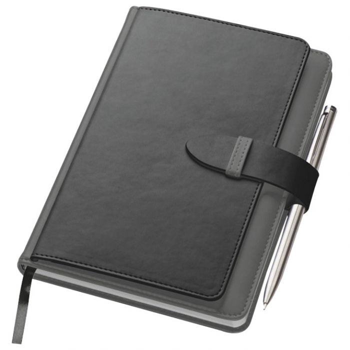 NOTES A5 CRTE 256L OD UMJETNE KOŽE SA PROSTOROM ZA KREDITNE KARTICE MACMA 2008877 SIVO-CRNI