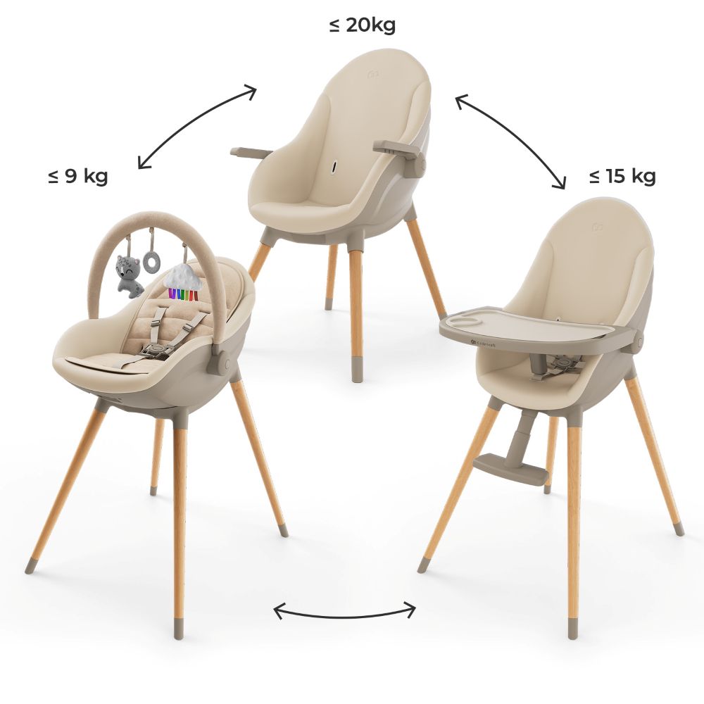Kinderkraft Hranilica Fini UP 3u1, Beige