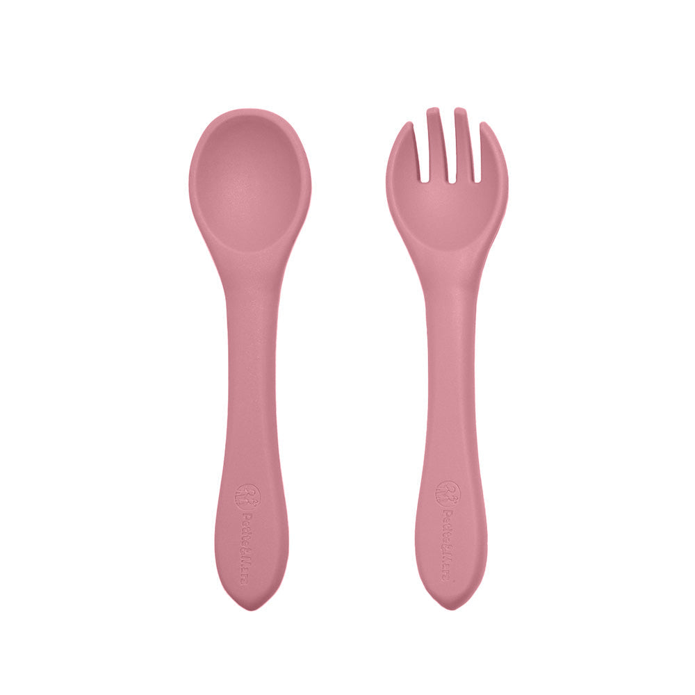 PETITE&MARS Silikonska žlica i vilica 6 m+ Take&Match - Dusty Rose