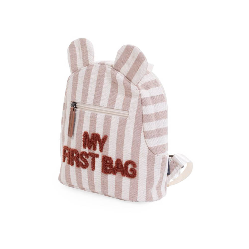 Childhome Ruksak My First bag, Stripes Nude/Terracotta