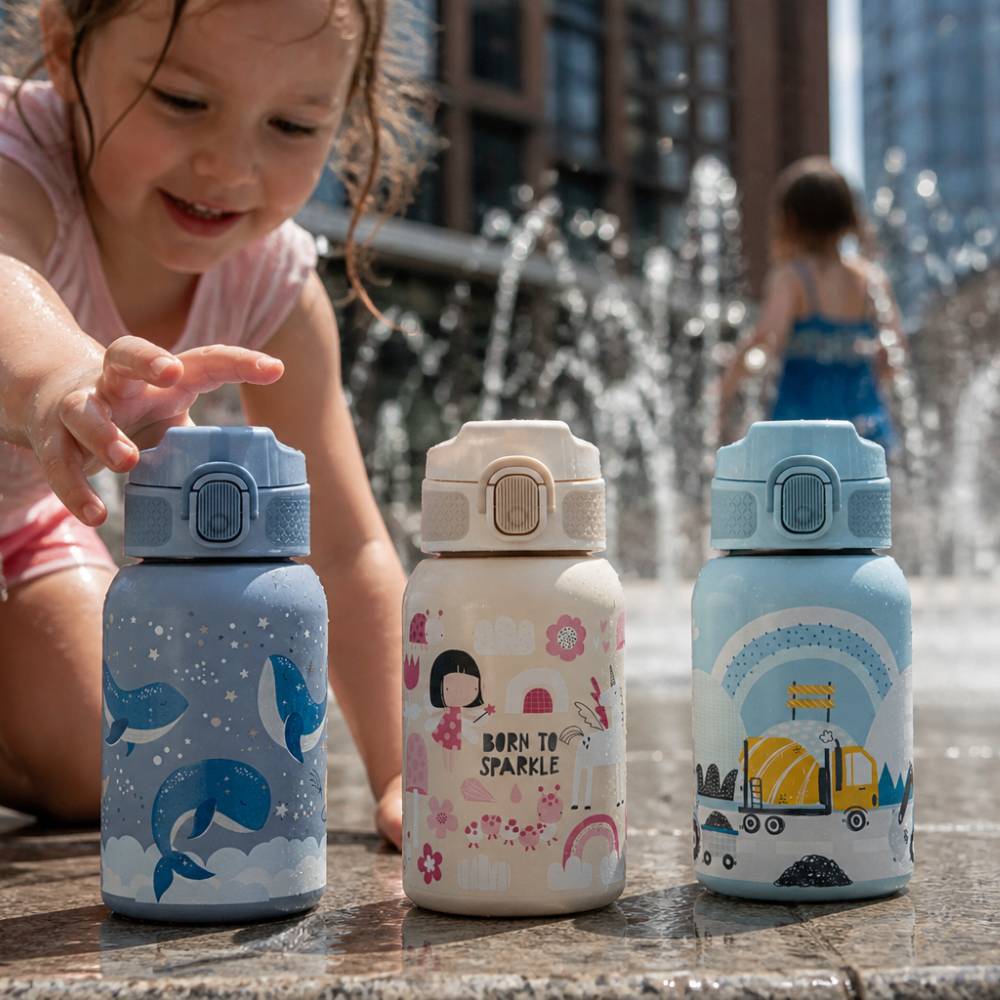 PETITE&MARS Termo bočica sa slamkom 350 ml - Whale Song 12m+