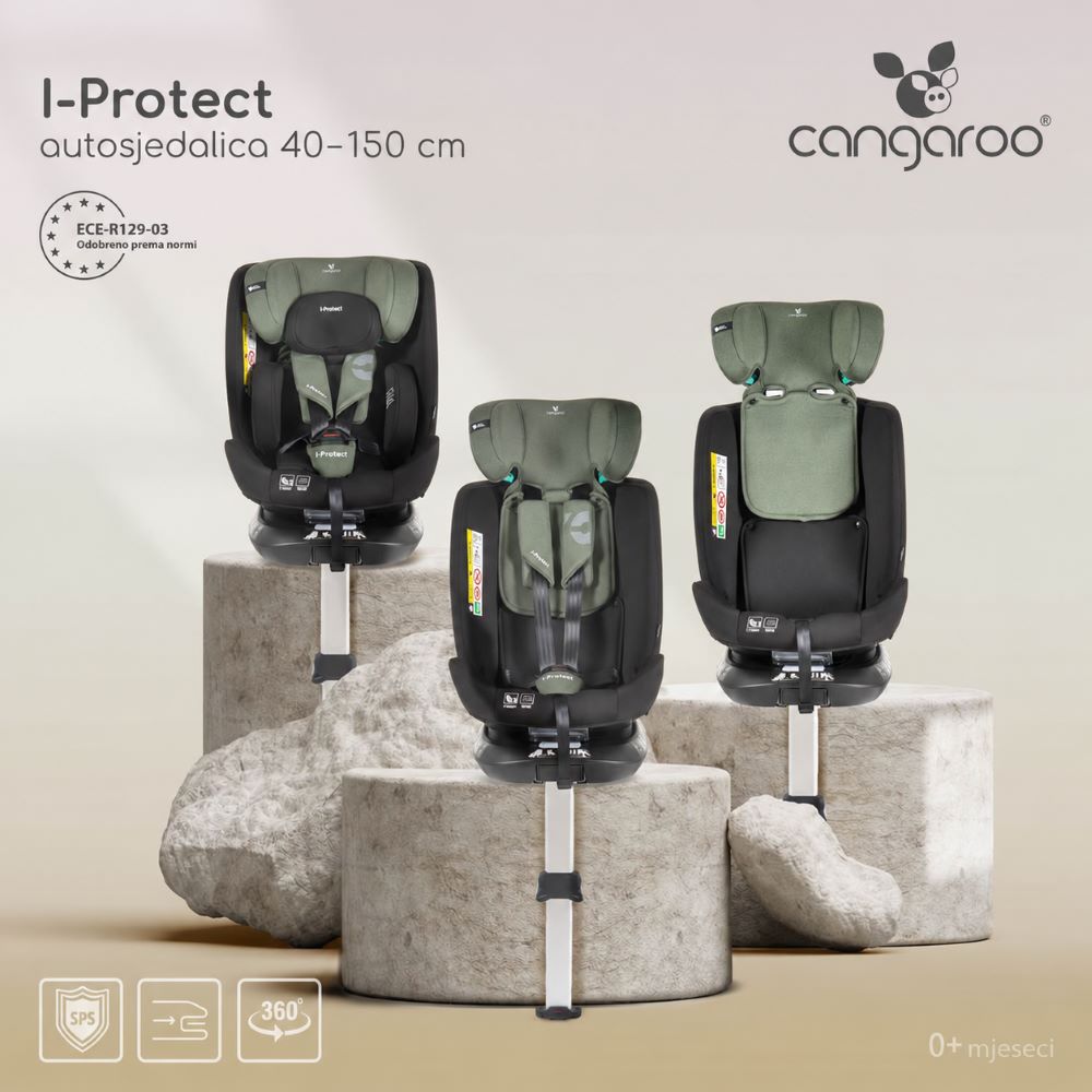Cangaroo i-Protect autosjedalica i-Size 0-36kg (40-150 cm) 360, Anthracite Black