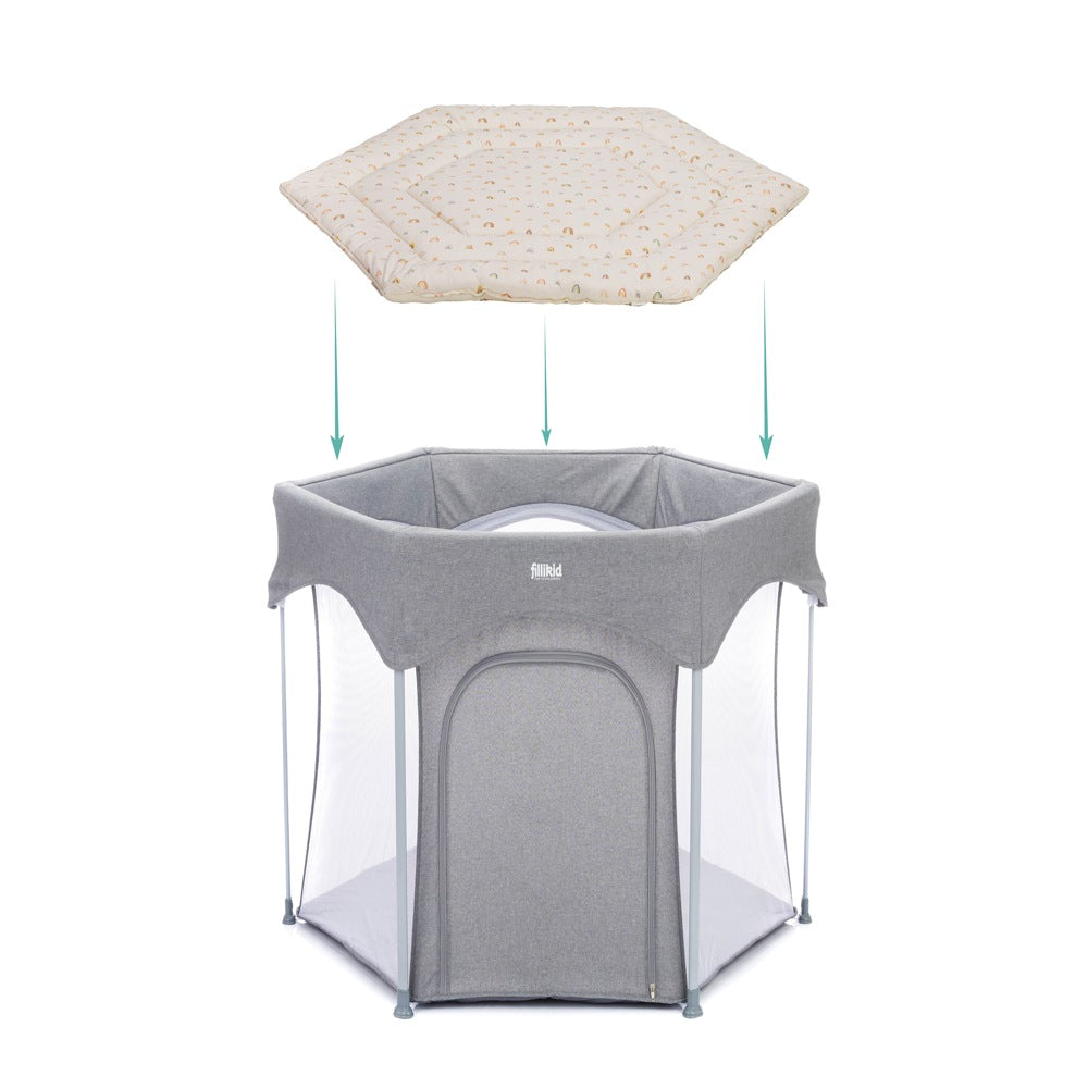 Fillikid podloga Jersey za vrtić Prag/Atena Hexagon, rainbow beige