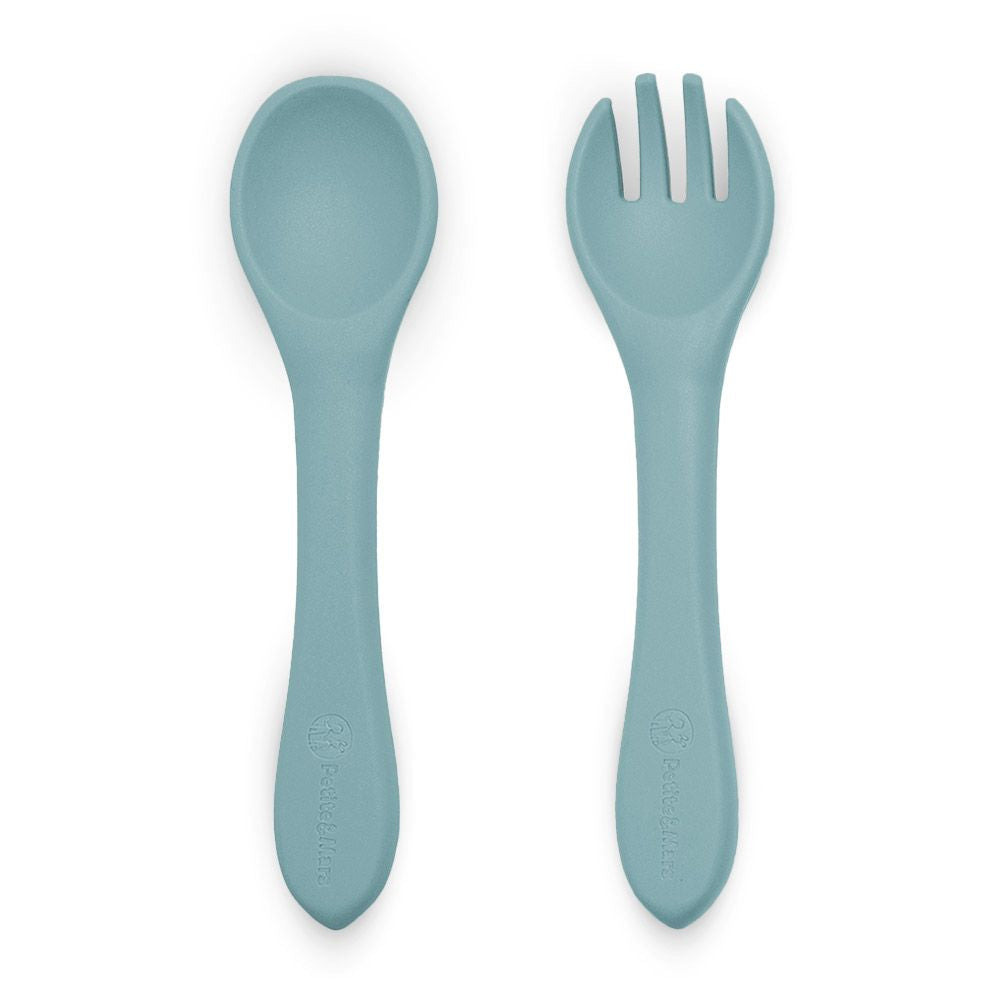 PETITE&MARS Silikonska žlica i vilica 6 m+ Take&Match - Frosted Sky