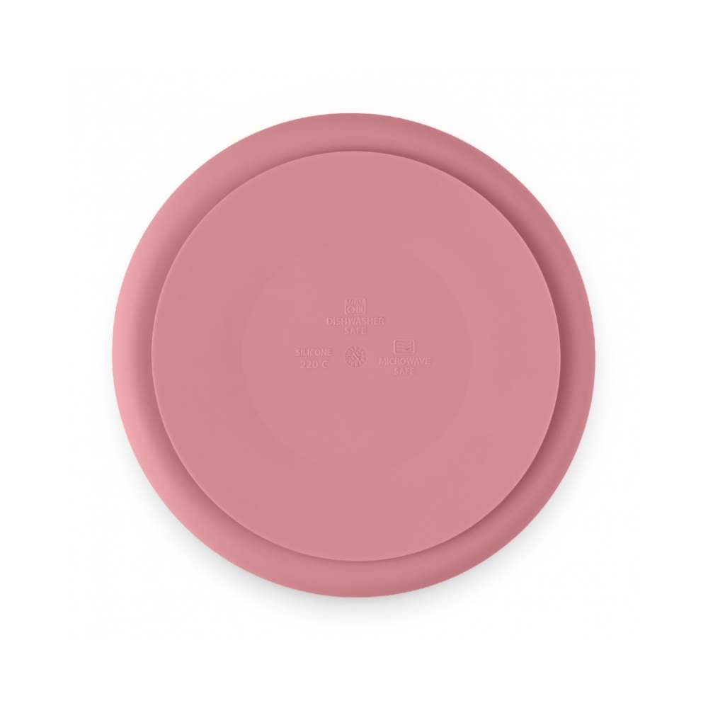 PETITE&MARS Silikonski okrugli tanjur s odjeljcima i vakuumom 6 m+ Take&Match - Dusty Rose
