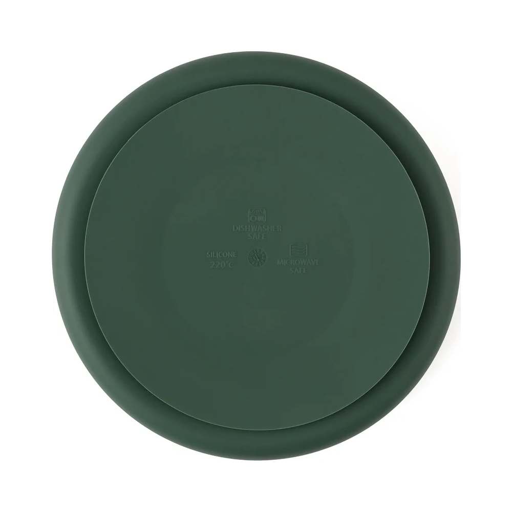 PETITE&MARS Silikonski okrugli tanjur s odjeljcima i vakuumom 6 m+ Take&Match - Misty Green