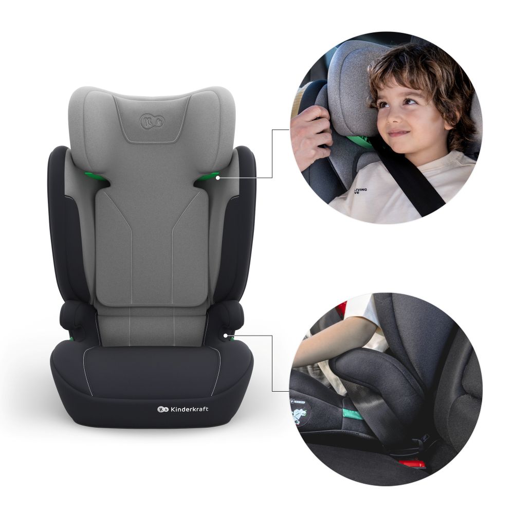 Kinderkraft autosjedalica I-Spark 2 Plus i-Size 15-36 kg (100-150 cm) bez Isofix-a - Grey