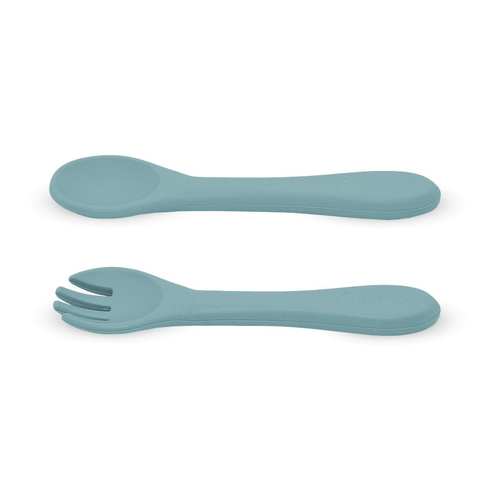 PETITE&MARS Silikonska žlica i vilica 6 m+ Take&Match - Frosted Sky