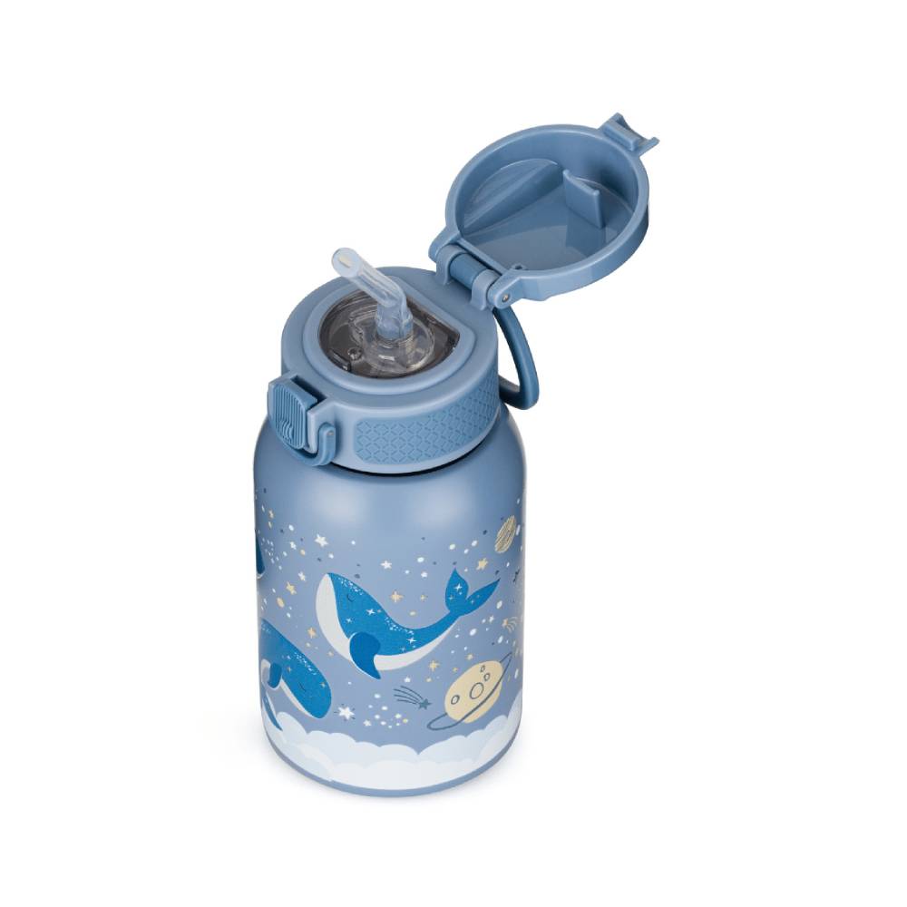 PETITE&MARS Termo bočica sa slamkom 350 ml - Whale Song 12m+