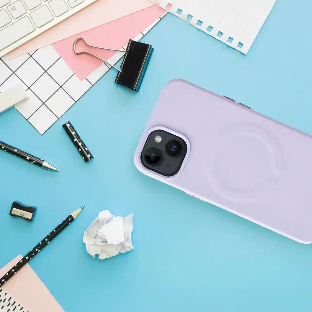 Roar kožna Mag Case maska kompatibilna s MagSafeom - za iPhone 14 Plus ljubičasta