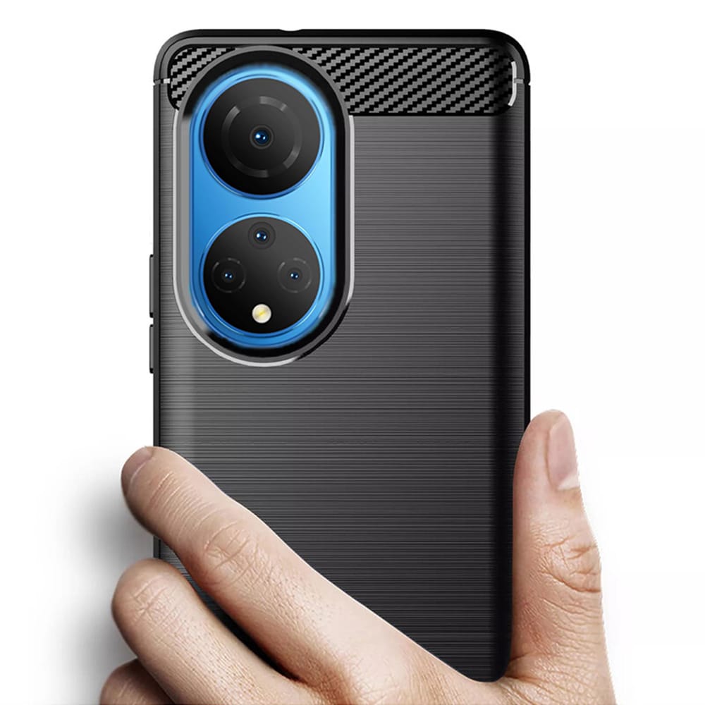 Techsuit Carbon Silicone maska za Honor X7 - crna