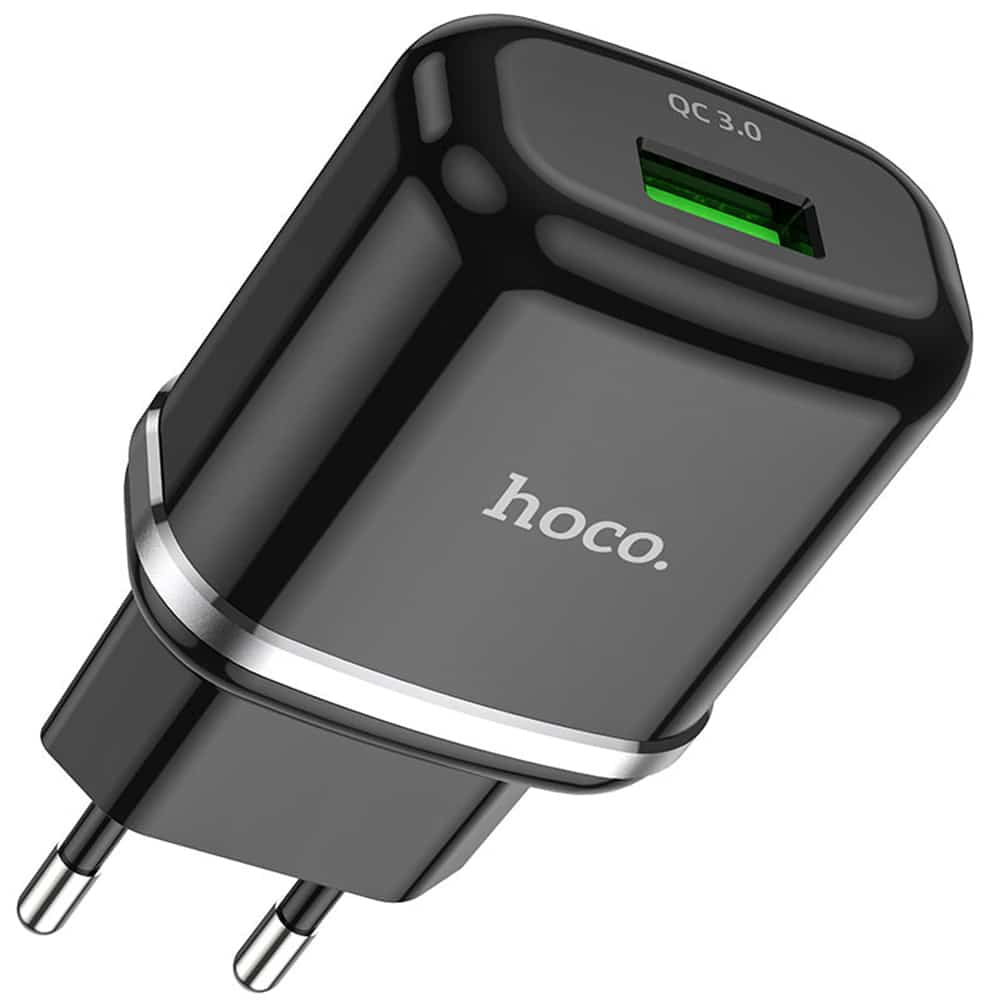 Hoco - Zidni punjač Special (N3) - USB-A 18W 3A s kabelom USB-A na USB Type-C 1m - crni