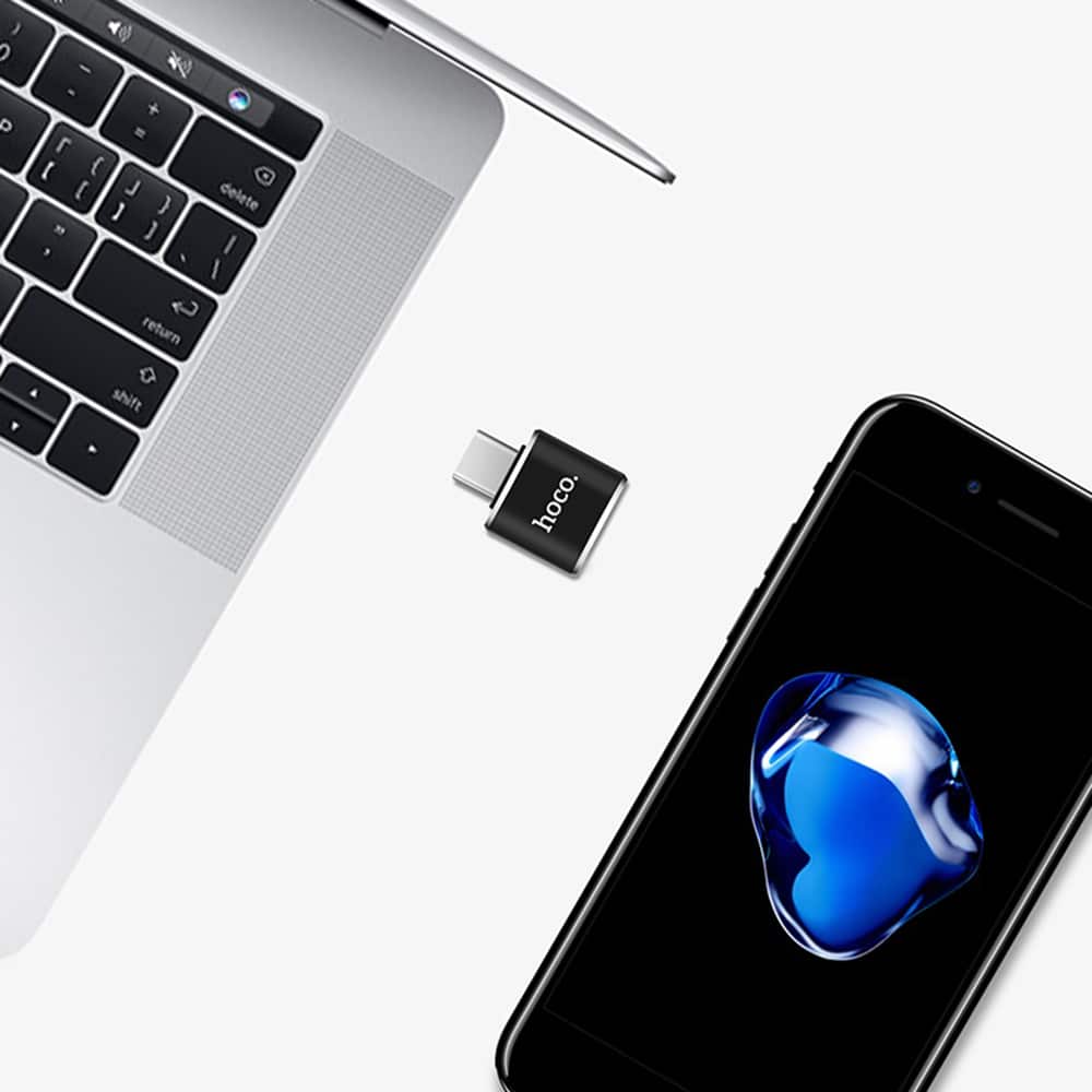 HOCO - OTG adapter (UA5) - USB-A na USB Type-C Plug & Play 480 Mbps -crni
