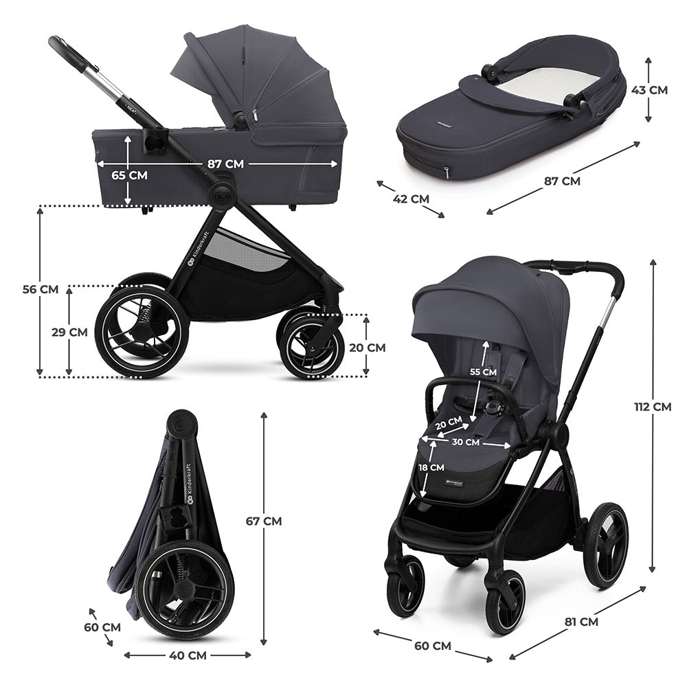 Kinderkraft dječja kolica Nea 2 3u1, Deep Grey B