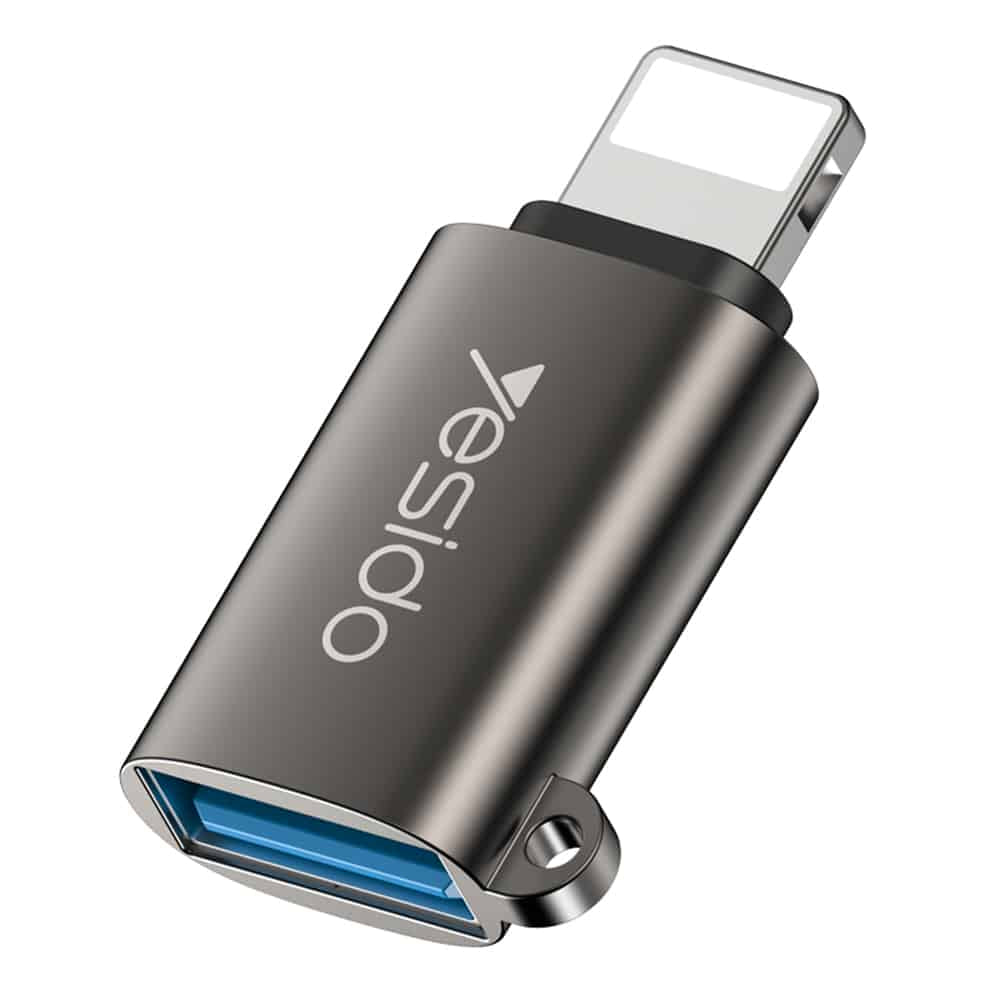 Yesido - OTG adapter (GS14) - USB 2.0 na Lightning- Plug & Play- 480 Mbps - crni