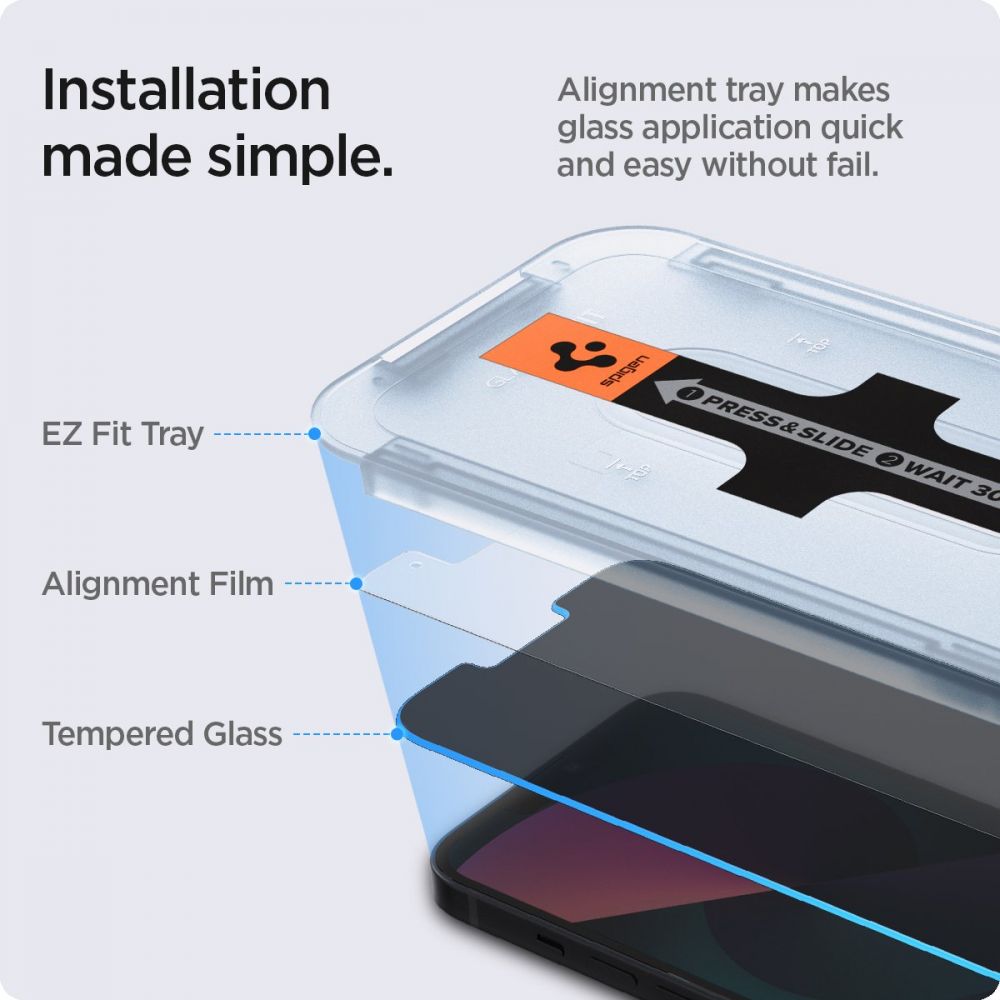 Spigen - Glas.TR EZ-FIT (2 kom) - iPhone 13 Pro Max / 14 Plus - Privatnost