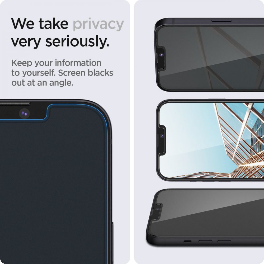 Spigen - Glas.TR EZ-FIT (2 kom) za iPhone 13 / 13 Pro / 14 / 16e - Privacy
