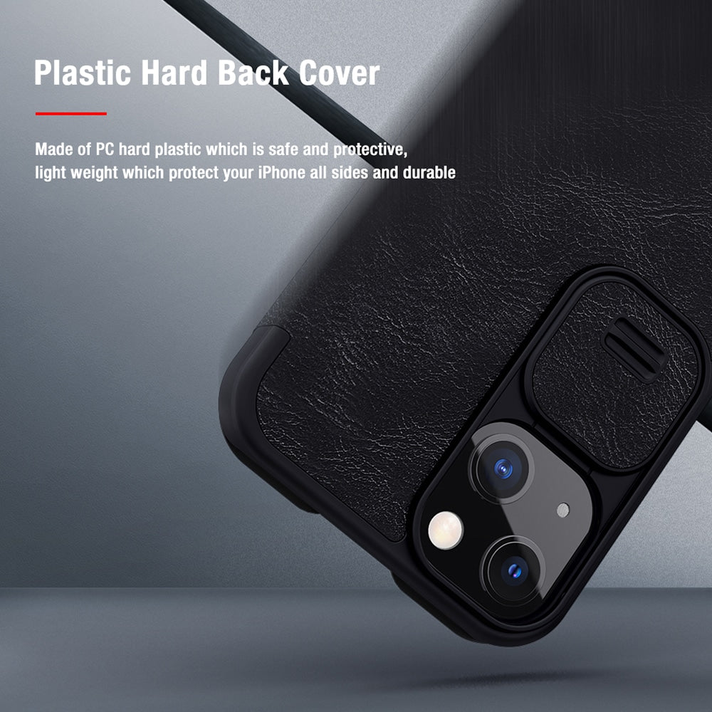 Nillkin Qin Leather Pro preklopna maska sa štitnikom za kameru za iPhone 13 - Brown