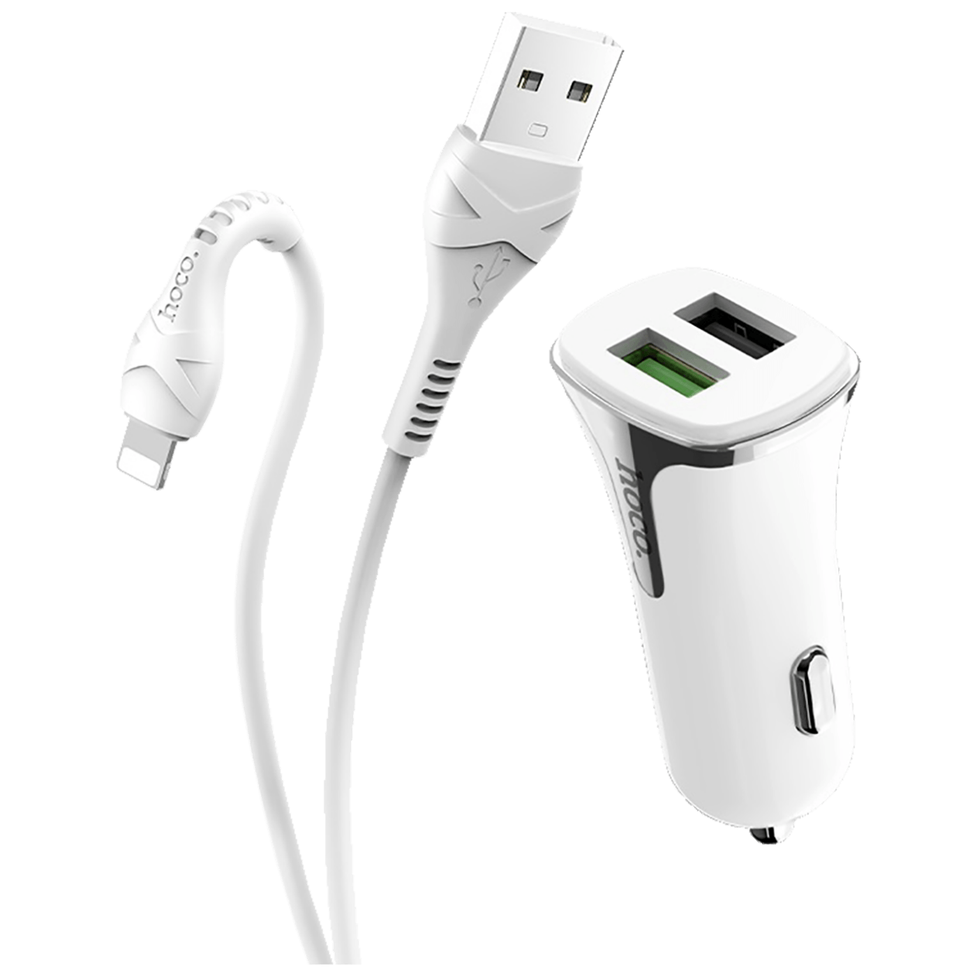 hoco. Auto punjač sa Lightning kabelom, QC, 2 x USB, 3.1 A - Z31 Universe double port, Lightning