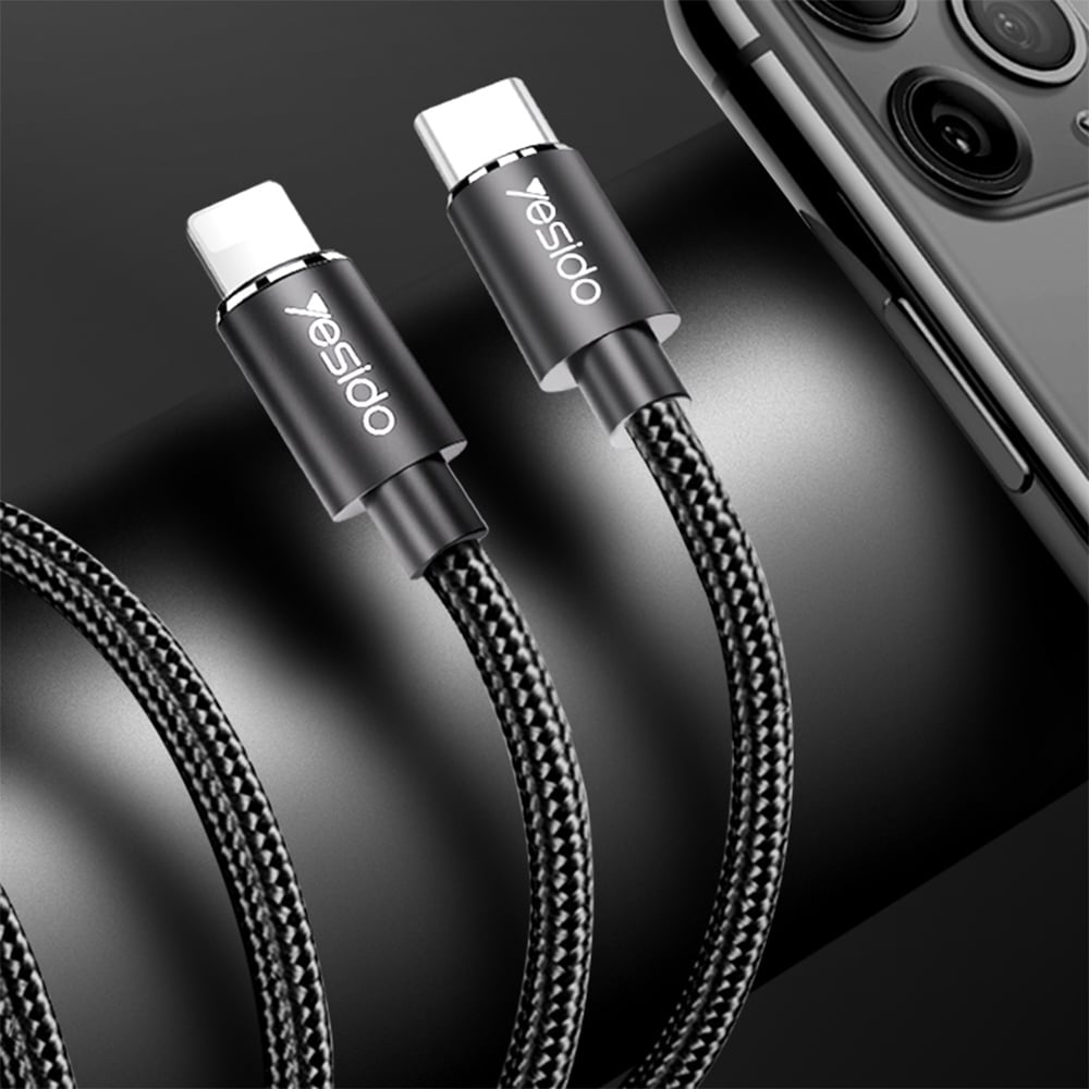 Yesido - Podatkovni kabel (CA-56) - Type-C na Lightning, 18W, 2.4A, 1.2m - crni