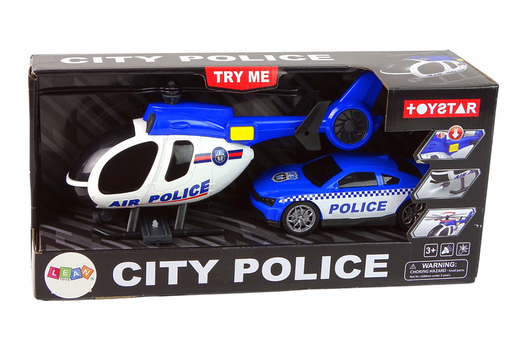 Set za igru helikopter i policijski auto - plavi