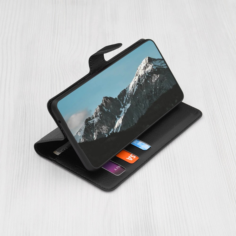 Techsuit Leather Folio preklopna maska za Honor 200 Pro – crna