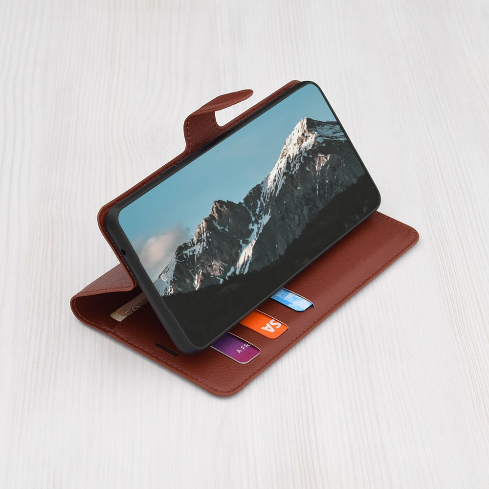 Techsuit Leather Folio preklopna maska za Honor 200 Lite – smeđa
