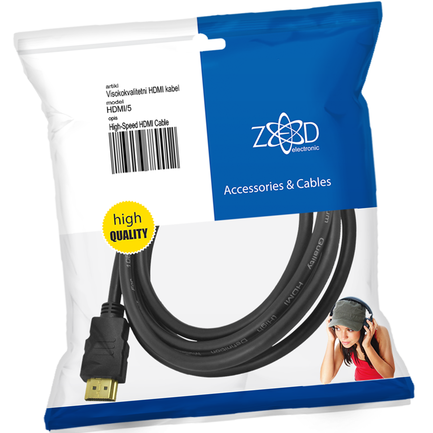 ZED electronic HDMI kabel, 5.0 met, ver. 1.4 - HDMI/5