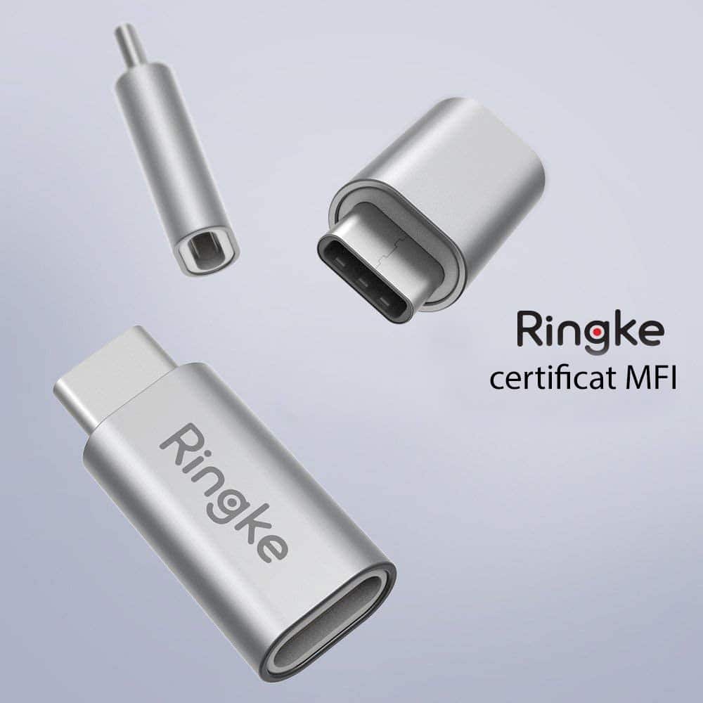 Ringke - Premium adapter MFI (Made for iPhone) Fast Charge - Lightning To Type-C - sivi