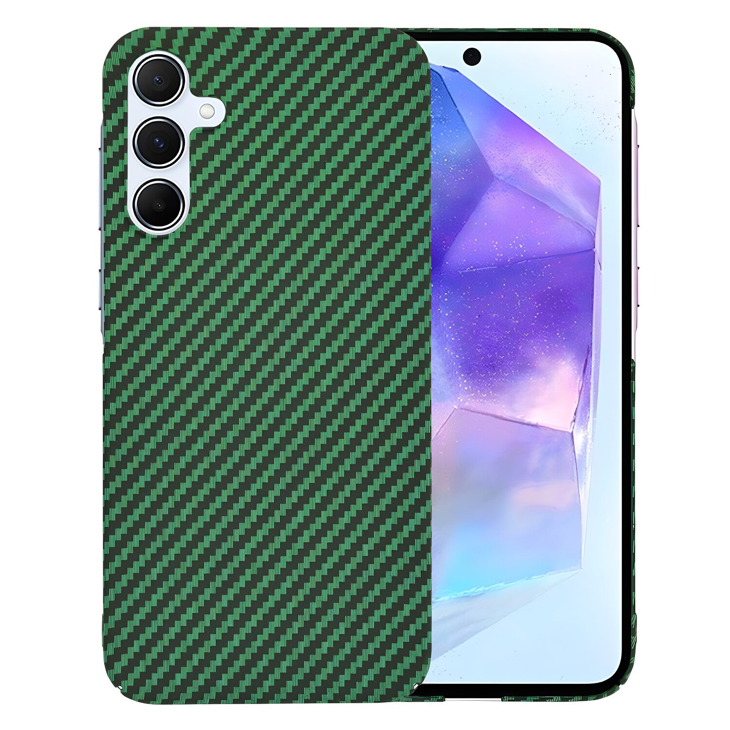 Zaštitna maska s karbonskim uzorkom za Samsung Galaxy A55 - Zelena KP33226