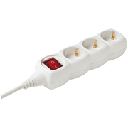 home Produžni kabel,3 utičnice, prekidač, 1.0mm², 1,5 met, bijeli - NV 3K/WH