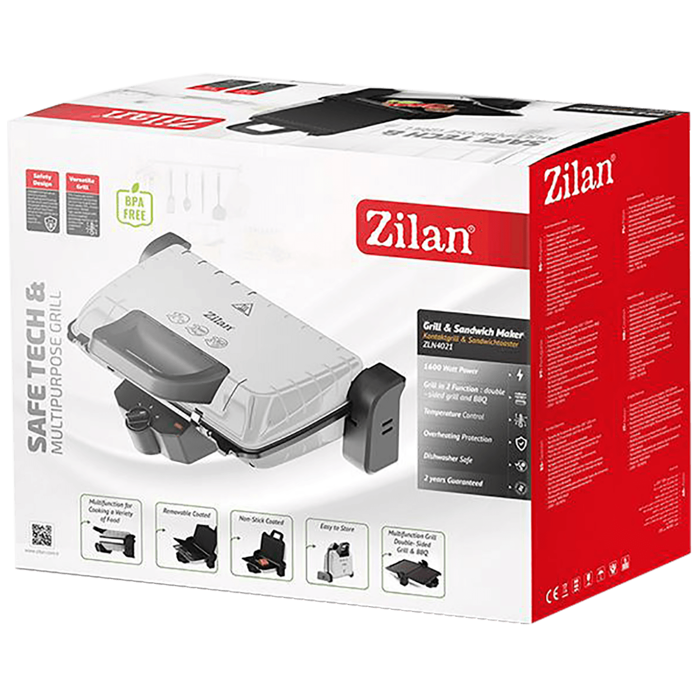 Zilan Grill kontaktni, 2u1, 1600 W, crna - ZLN4021 BK
