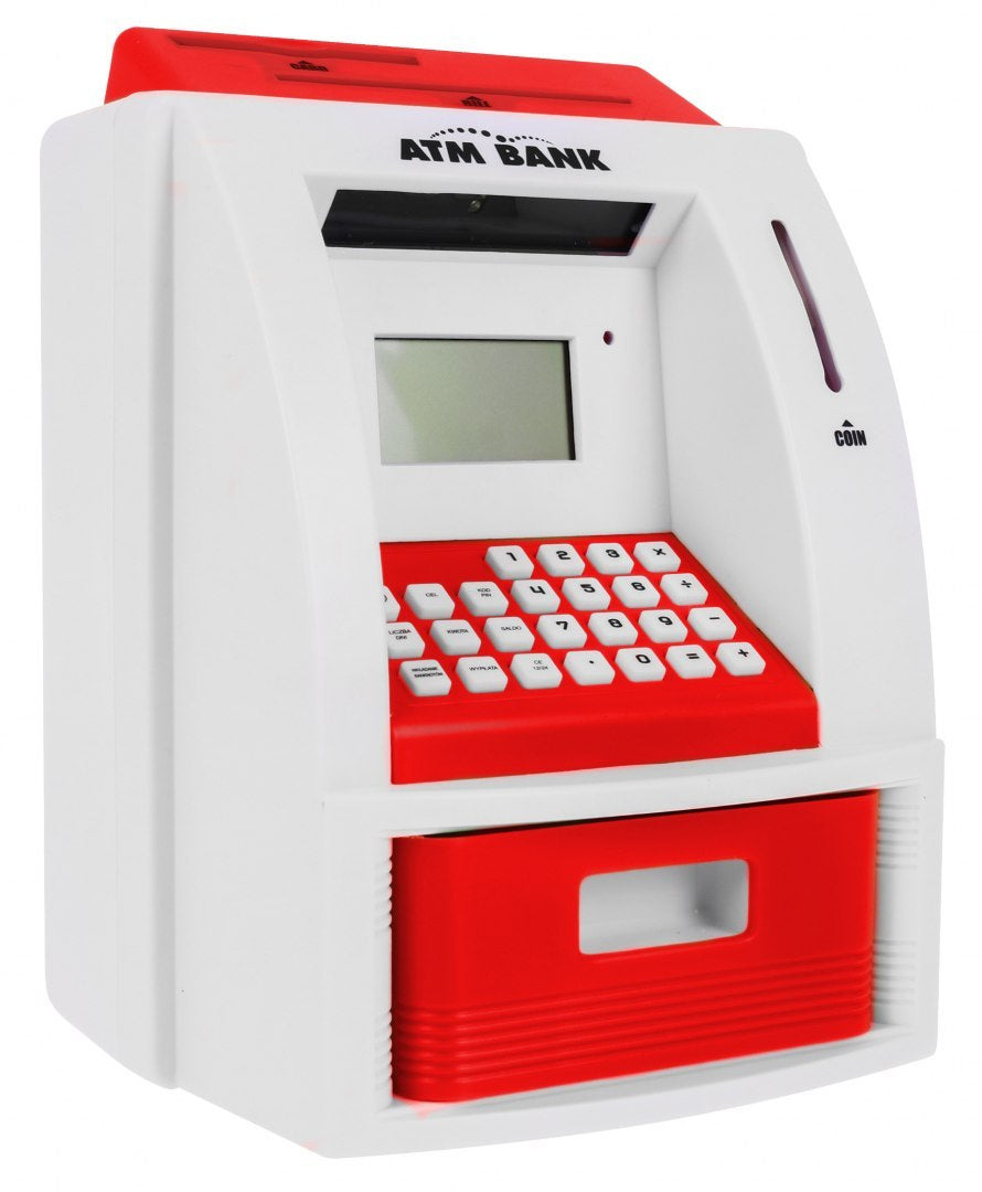 Kasica prasica u obliku bankomata s karticom za bankomat i PIN bravom - Crveni