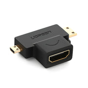 Ugreen adapter HDMI tip A (ženski) na mini HDMI (muški) / micro HDMI (muški) - Crna KP26494