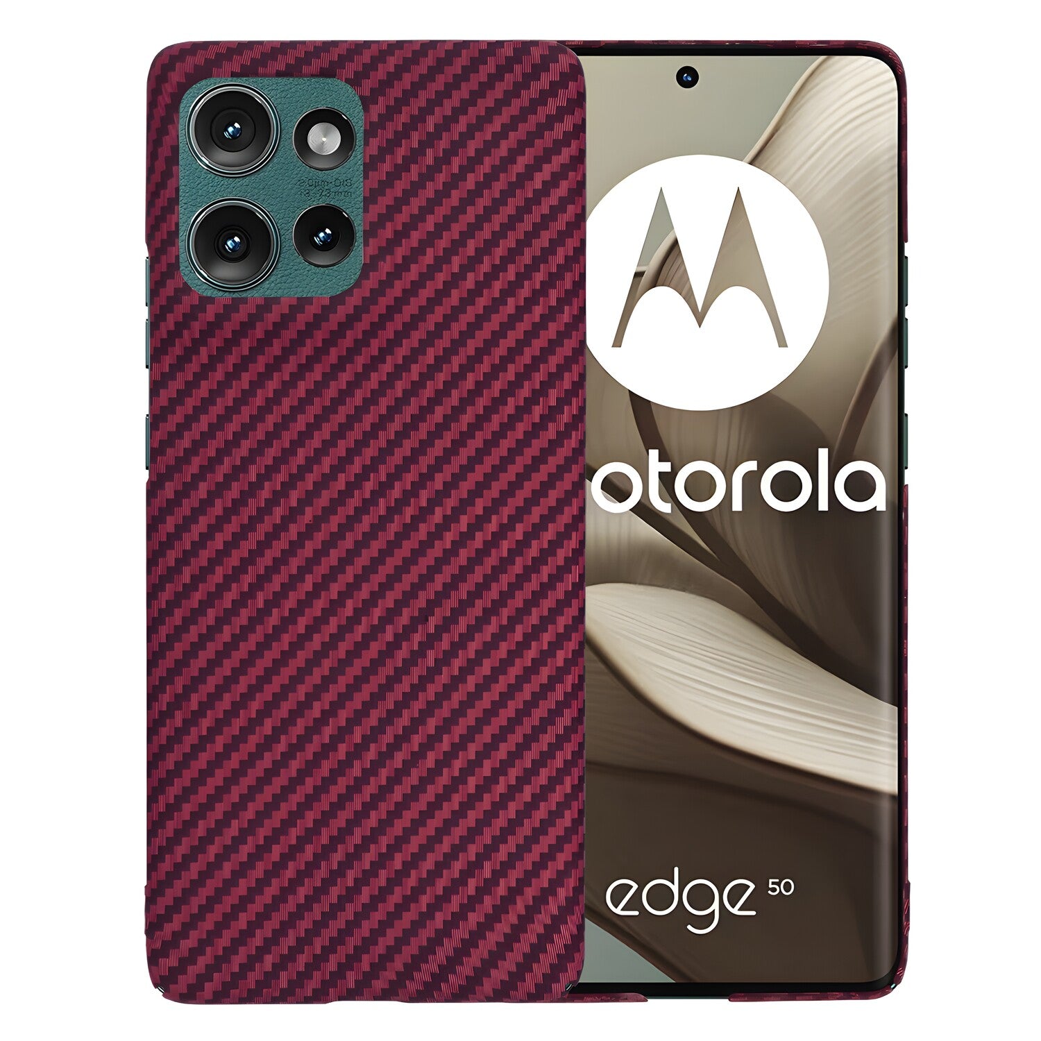 Zaštitna maska s karbonskim uzorkom za Motorola Edge 50 - Crvena KP36969
