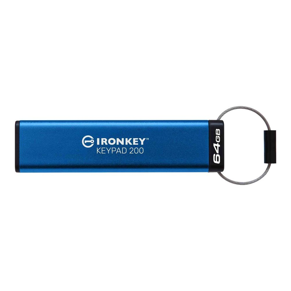 Kingston Technology IronKey Keypad 200 USB izbrisivi memorijski pogon 64 GB USB Tip-A 3.2 Gen 1 (3.1 Gen 1) Plavo