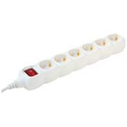 home Produžni kabl, 6 utičnice, prekidač, 1.5mm², 5 met, bijeli - NV 6K-5/WH/1,5